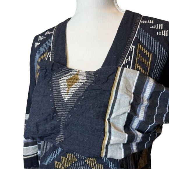 Free People Sundown Mini Dress Navy White Gold Embroidery Size Small - Picture 4 of 12